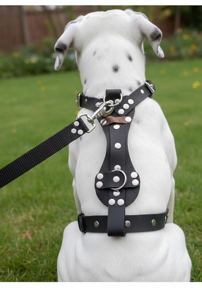 Köpek Göğüs Tasması Ayarlanabilir Orta Irk Deri Mat Siyah