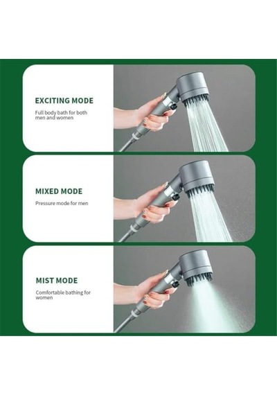 Duş Başlığı Masajlı Uçlu, Su Stop Tuşlu,filtreli 3 Fonksiyonlu El Duş,%30 Su Tasarruflu Handshower, Massage Handshower