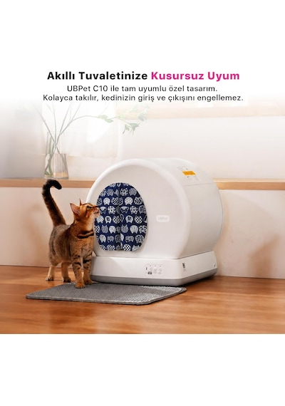 C10 Uyumlu Akıllı Kedi Tuvaleti Perdesi Premium Kumaş, Mıknatıslı Giriş, Hijyenik Ve Kolay Te