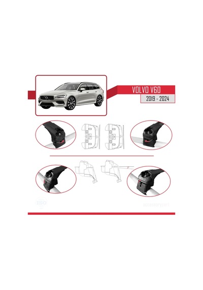 Volvo V60 2019 Ve Sonrası İle Uyumlu Ace-2 Ara Atkı Tavan Barı Siyah
