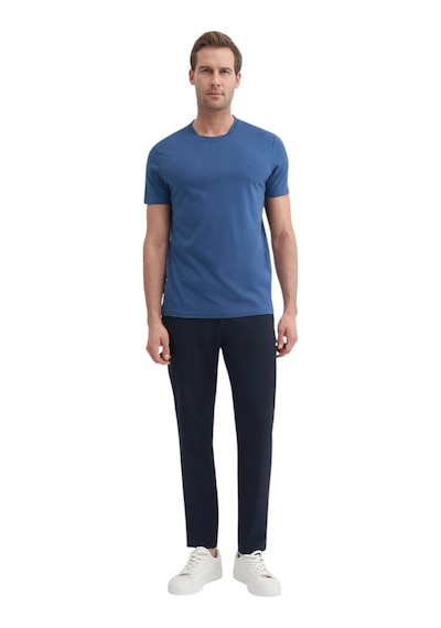 Cazador Erkek Slim Fit Bisiklet Yaka Pamuklu Düz Tişört 4623 İndigo