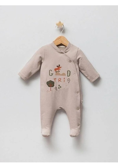 Tongs Baby Erkek Bebek Öncen Çıtçıt Kapamalı Patikli Tulum-14941 Taş