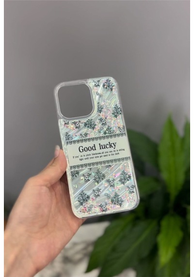 Apple Uyumlu iPhone 11 Sulu Simli Akışkan Kılıf Good Lucky Hologram