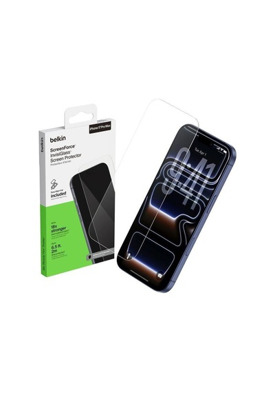 Belkin Ova239hq Screenforce Invisiglass İphone 17 Pro Max Uyumlu Kolay Hizalama Kitli Temperli Cam Ekran Koruyucu