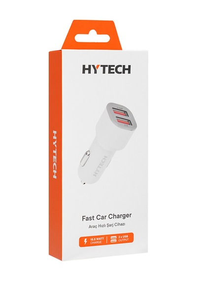 4 Adet Hytech Hy-x40 3.4a Hızlı Şarj 2 Usb Beyaz Araç Şarj Cihazı