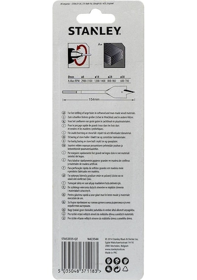 Stanley STA52035-QZ 20X154 MM Geniş Ahşap Matkap Ucu