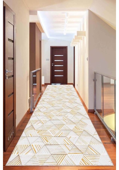 Sarı Kaymaz Makinede Yıkanan Geometrik Kesme Yolluk Ar1205n11