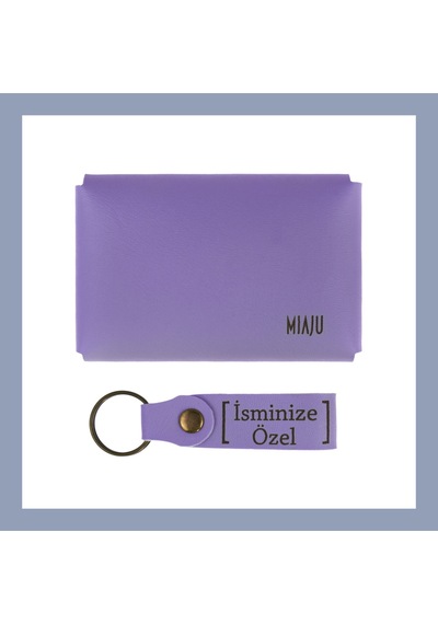 Miaju Mor Menekşe, Kişiye Özel Hediye Takımı, Unutulmaz Hatıralık Cüzdan Ve Anahtarlık Set, Mutlu Hisset Mor Menekşe Mor
