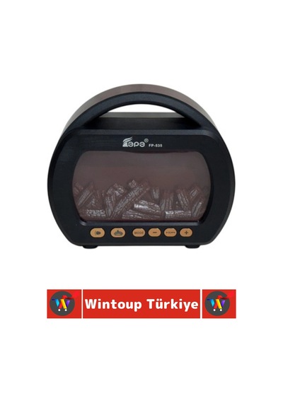 Premium Retro Dekoratif Speaker Ahşap Görünüm Led Işık Nostaljik Şömine Tasarımlı Bluetooth Hoparlör