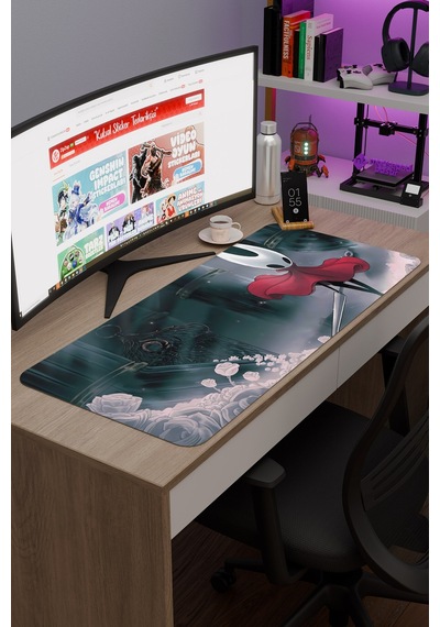Hollow Knight Silksong Dikişli Kauçuk Oyuncu Mousepad V3 - 90x40 Xxl Gaming Mouse Pad