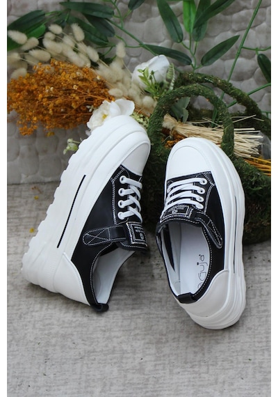 Fort Guja 24y314-8 News Fashion Gizli Dolgu Topuk Sneaker Kadın Ayakkabı Siyah