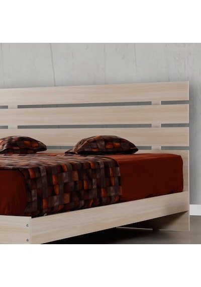 Pasifichome Huga Çift Kişilik Ahşap Karyola Meşe 150 Cm / Başlıklı Karyola