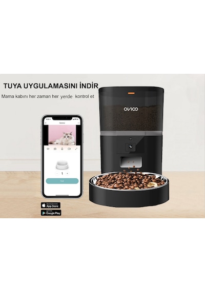 Ovıoo QQ005 Kameralı Wifi Paslanmaz Kase Kedi Köpek Besleyici 6 L