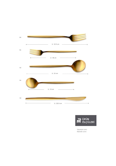 Karaca  Orion 30 Parça 6 Kişilik Çatal Kaşık Bıçak Takımı Matte Gold
