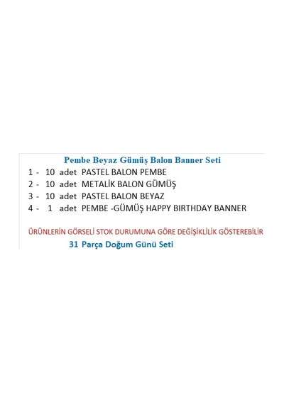 Pembe Gümüş Beyaz Balon-banner Seti