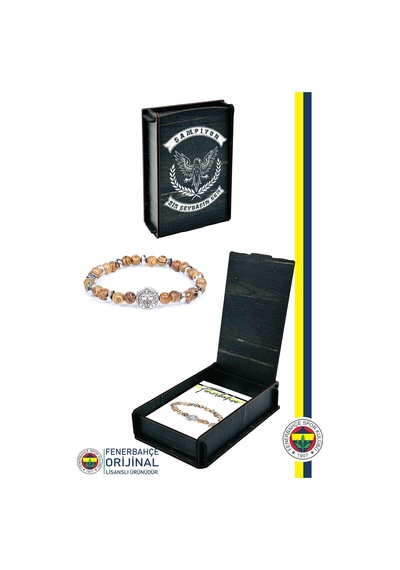 Fenerbahçe Lisanslı Fb Thuja Bileklik Hediyelik Ahşap Kutulu