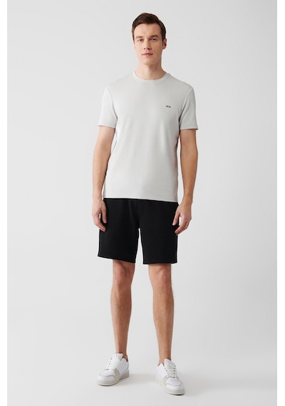 Avva B001040 Bisiklet Yaka Sırt ve Göğüsü Logo Baskılı Erkek T-Shirt - Gri