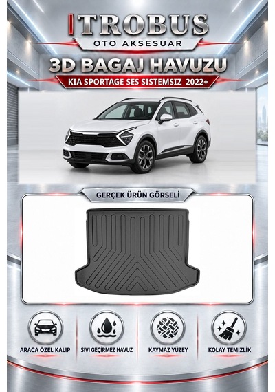 Kia Sportage 2022+ Araca Özel Karbon Desenli 3d Paspas Bagaj Havuzu Set Ses Sistemsiz Siyah