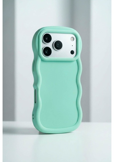 Apple iPhone 17 Pro Uyumlu Dalgalı Tasarım Kamera Korumalı Mat Silikon Kılıf-54177 Yeşil