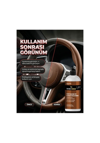 Araç Oto Deri Bakım Ve Koruyucu Krem 500ml Onyx