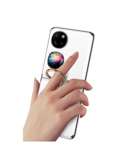 Huawei P50 Pocket Kılıf Yüzüklü Şeffaf Kıpta Kapak