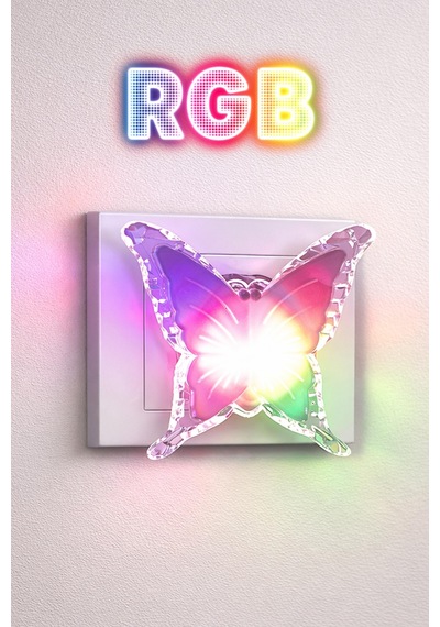 Rgb Gece Lambası Kelebek Tip Koridor Hol Işığı Uyuma Işığı Renkli Işık Beyaz Gc15 Beyaz