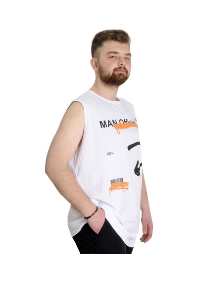 Mode Xl Büyük Beden Erkek Atlet Man 23009 Beyaz 001