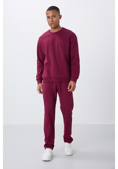Tommy Life Erguvan Kompakt Pamuklu Kalın Pürüzsüz Dokulu O Yaka Comfort Fit Erkek Eşofman Takım -85263 Mor