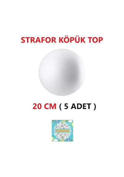 Strafor Köpük Top Küre Top Beyaz - 20 Cm - 5 Adet