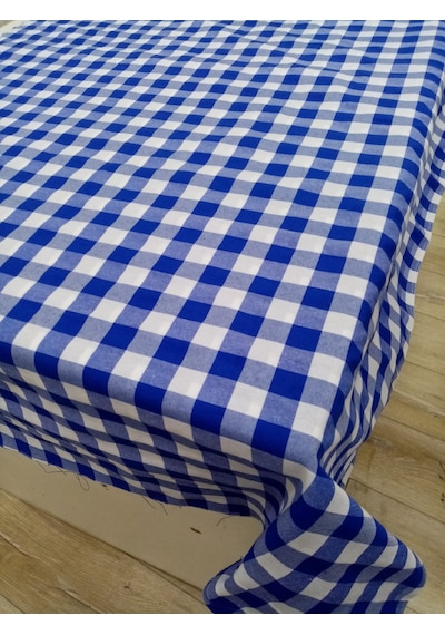 Hayat Home Mavi Kareli Zefir Kumaş Masa Örtüsü Sofra Örtüsü