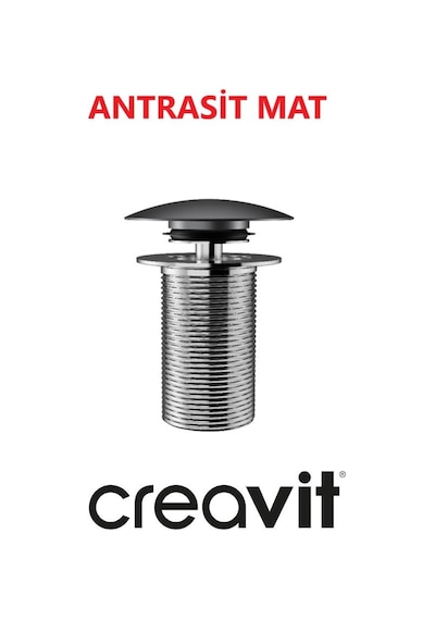 Creavit Sf030 Pop-up Sifon Başlığı Antrasit Mat Taşmasız Krom Lav