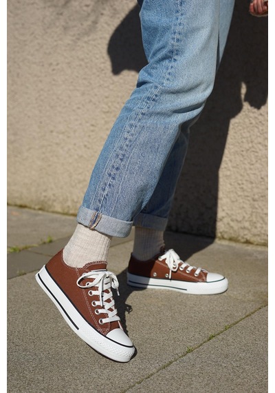 N Moda Unisex Keten Ayakkabı Spor Ayakkabı Günlük Sneakers Kısa Kahverengi