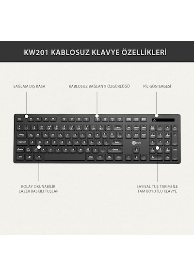 Lecoo KW201 Kablosuz Türkçe Q Klavye & Mouse Set