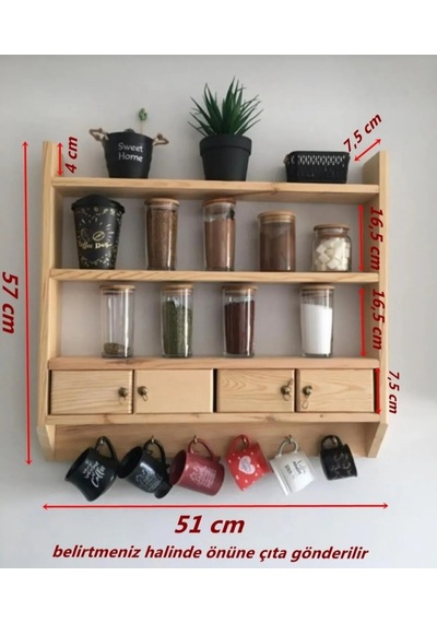 4 Kapaklı Mutfak Terek Doğal Ahşap