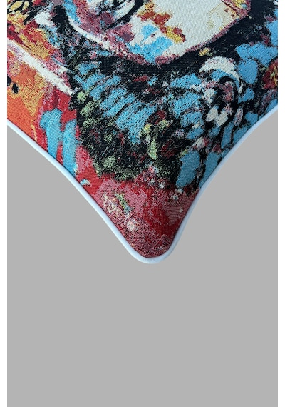 Kırlent Kılıfı Goblen Dokuma Kumaş - 45x45cm Çift Taraflı Biyeli Dekoratif Kırlent Kılıfı - Vs-082 Çok Renkli