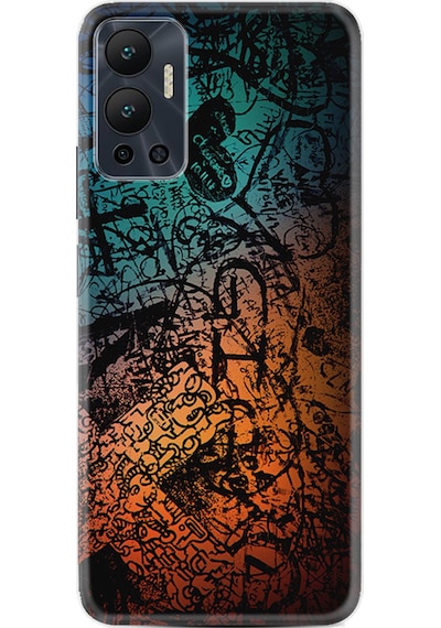 Infinix Hot 12 Kılıf Silikon Desen Özel Seri İşaretler Tuval 1716