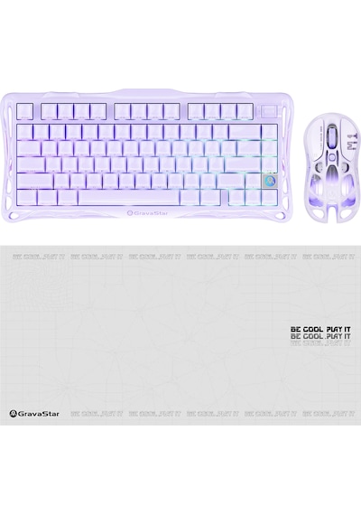 Gravastar V75 Manyetik Kablolu Gaming Klavye, M1 Pro Kablosuz Optik Mouse Ve Mousepad Oyuncu Seti, L Optik