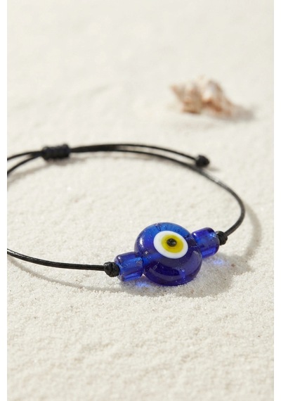 Handmade Bohem Tarz Mavi Göz Nazar Kolye 001 - Beyaz