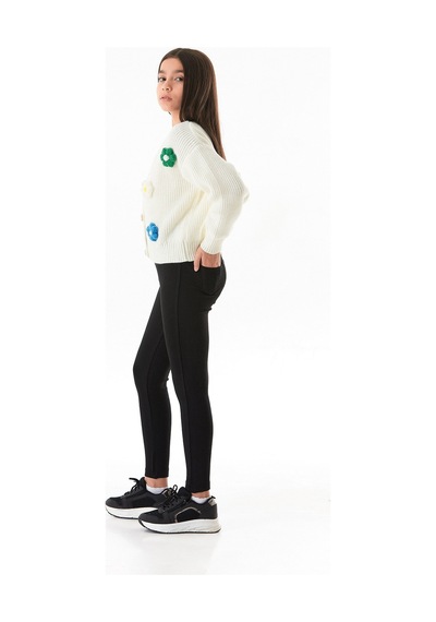 Fullamoda Beli Lastikli Cepli Çelik Örme Kız Çocuk Tayt 25mcck7060127444-siyah Siyah