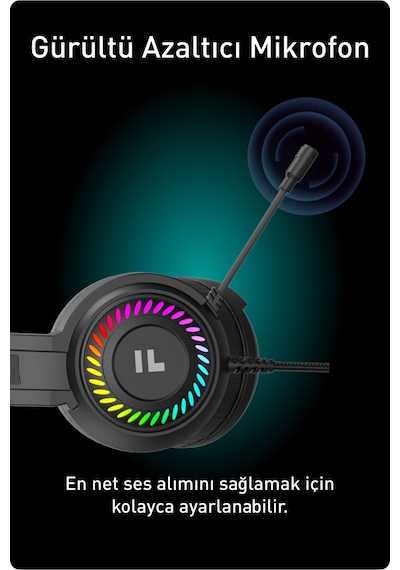 Fashcolle FC8100B 7.1 Virtual Surround RGB Profesyonel Kulak Üstü Oyuncu Kulaklığı