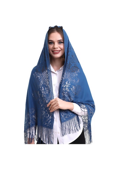 Narin Pamuk Tül Şal Lacivert 60x160