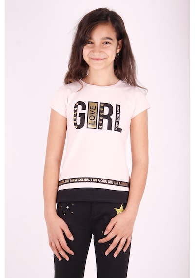 Toontoy Kids Toontoy Kız Çocuk Baskılı T-shirt Pudra