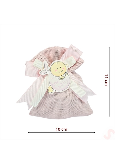 Lavantalı Keten Kese 11 x 10 CM Pembe 1 Adet Pembe