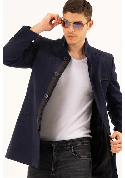 Plt8369 Dewberry Palto-Düz Lacivert-Düz Lacivert