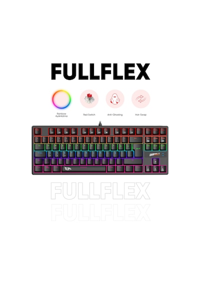 Fullflex Mekanik Klavye Gaming Klavye 87 Tuşlu Hot Swap Işıklı Türkçe Q Klavye Red Oyuncu Klavyesi