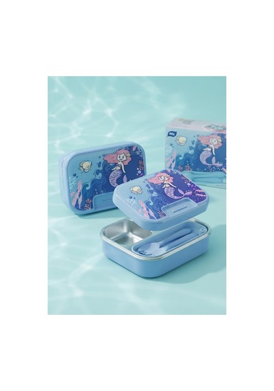 304 Paslanmaz Çelik 2 Katlı 2 Bölmeli 1030ml Happii Beslenme Çantası Temalı Lunch Box Mor