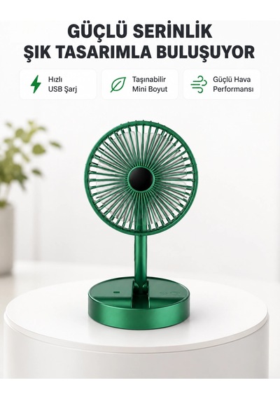 Katlanabilir Mini Fan 3 Kademeli Soğutma, Şarjlı Najmaddin