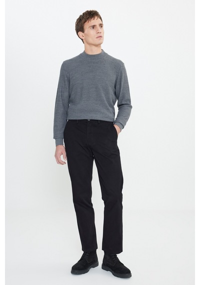 AC&Co / Altınyıldız Classics Erkek Sıyah %100 Pamuk Comfort Fit Rahat Kesim Yan Cepli Pantolon Siyah