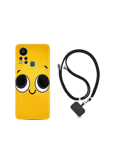Infinix Hot 11S Kılıf İpli Boyun Askılı Desenli Silikon Yellow 1831