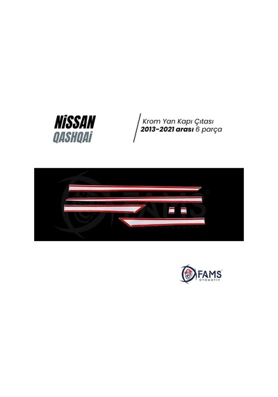 Nissan Qashqai Uyumlu Krom Yan Kapı Çıtası 6 Prç. 2013-2021 Arası P. Çelik